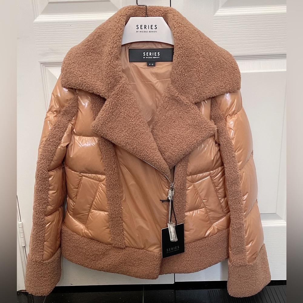Nicole Benisti Faux Fur Puffer Jacket Caramel size S BMWT